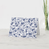 Blauw en Grijs Floral Monogram Notitiekaartje (Achterkant)