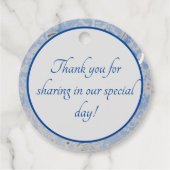 Blauw en Grijs Gemarmerd Monogrammed Bedankjes Labels (Achterkant)