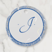 Blauw en Grijs Gemarmerd Monogrammed Bedankjes Labels (Voorkant)