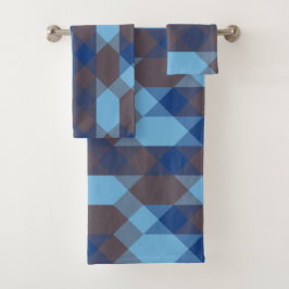 Blauw en grijs geometrisch bad handdoek