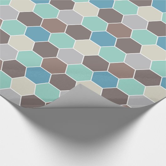 Blauw en grijs geometrisch cadeaupapier (Hoek)