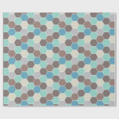 Blauw en grijs geometrisch cadeaupapier (Vlak)