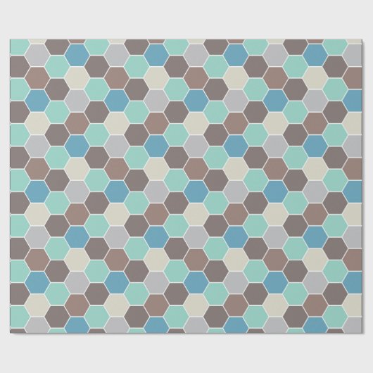 Blauw en grijs geometrisch cadeaupapier (Vlak)