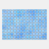 Blauw en grijs Geometrisch Inpakpapier Vel (Voorkant)