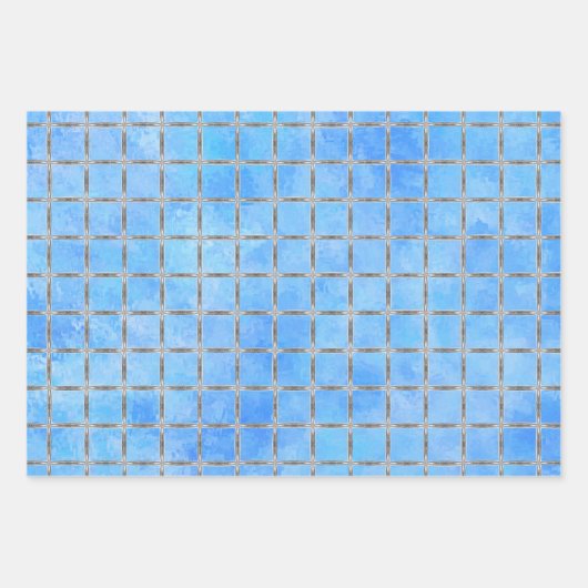 Blauw en grijs Geometrisch Inpakpapier Vel (Voorkant)