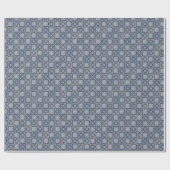 Blauw en grijs Geometrisch Marokkaans Tile Patroon Cadeaupapier (Vlak)