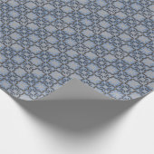 Blauw en grijs Geometrisch Marokkaans Tile Patroon Cadeaupapier (Hoek)