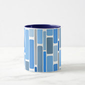 Blauw en grijs geometrisch patroon, mok (Midden)