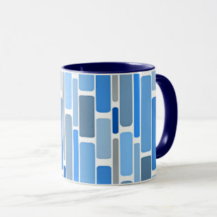 Blauw en grijs geometrisch patroon, mok