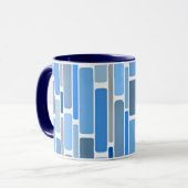 Blauw en grijs geometrisch patroon, mok (Voorkant links)