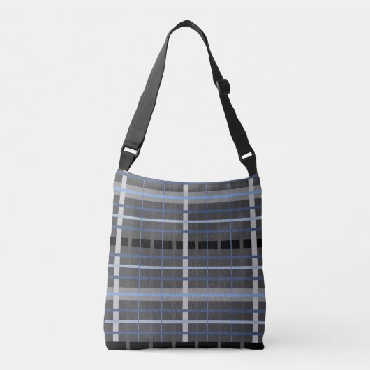 Blauw en grijs geruit crossbody tas (Voorkant)