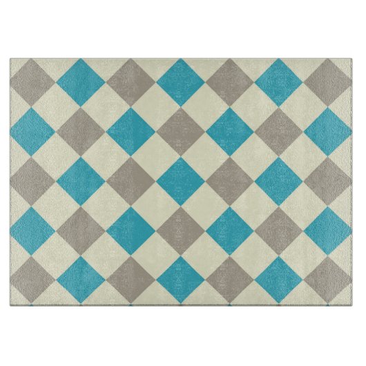 Blauw en Grijs Geruit Snijplank (Voorkant)