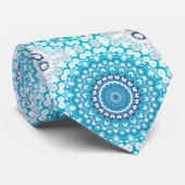 Blauw en grijs geschilderd medaillonpatroon stropdas (Opgerold)