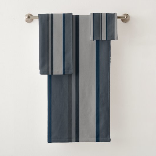 Blauw en grijs gestreept bad handdoek (Insitu)