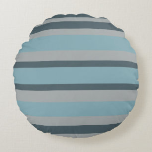 Blauw en grijs gestreept rond kussen
