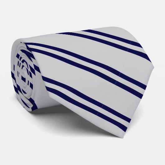 Blauw en Grijs Gestreept Stropdas (Opgerold)