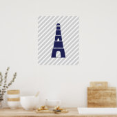 Blauw en grijs gestreept vuurtoren poster (Keuken)