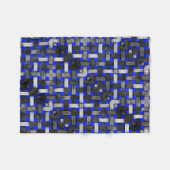 Blauw en grijs geweven mozaïek fleece deken (Voorkant (Horizontaal))