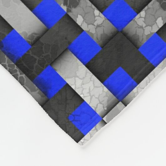 Blauw en grijs geweven mozaïek fleece deken (Hoek)