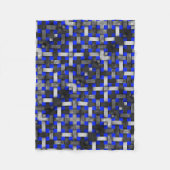 Blauw en grijs geweven mozaïek fleece deken (Voorkant)