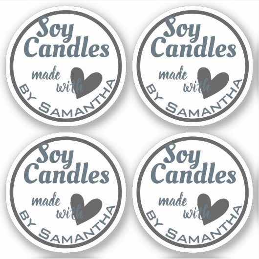 Blauw en grijs hart op witte, eenvoudige zadelkaar sticker (Voorkant)