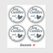 Blauw en grijs hart op witte, eenvoudige zadelkaar sticker (Vel)