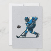 Blauw en Grijs Hockey Speler Verjaardagsfeest Kaart (Achterkant)