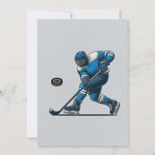 Blauw en Grijs Hockey Speler Verjaardagsfeest Kaart (Achterkant)
