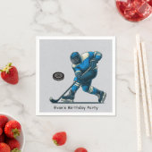 Blauw en Grijs Hockey Speler Verjaardagsfeest Servet (Insitu)