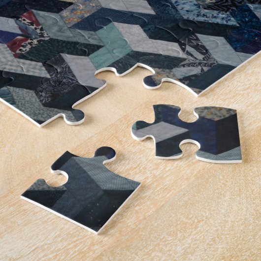 Blauw en grijs kantelpatroon legpuzzel (Zijkant)