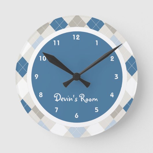 Blauw en grijs Kind Ronde Klok (Voorkant)