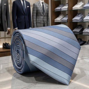 Blauw en grijs kleur strepen op waterverf papier stropdas