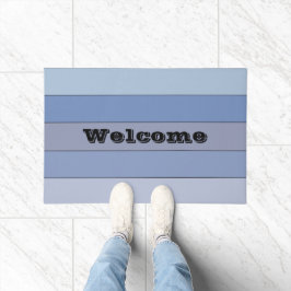 Blauw en grijs kleuren strepen op Waterverf papier Deurmat