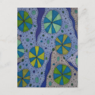 Blauw en grijs kosmisch Abstract Briefkaart