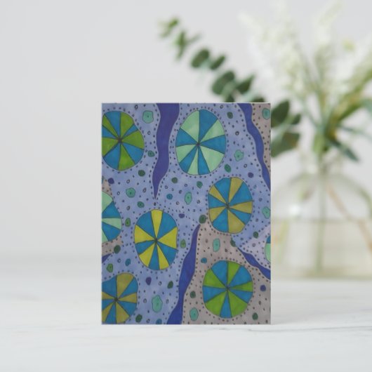 Blauw en grijs kosmisch Abstract Briefkaart (Staand voorkant)