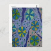 Blauw en grijs kosmisch Abstract Briefkaart (Voorkant / Achterkant)