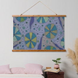Blauw en grijs kosmisch Abstract Hangend Wandkleed