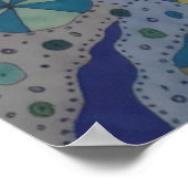 Blauw en grijs kosmisch Abstract Poster (Hoek)