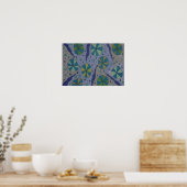 Blauw en grijs kosmisch Abstract Poster (Keuken)