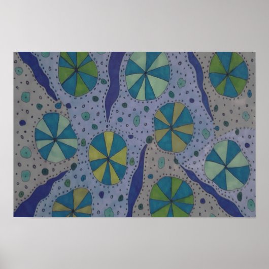 Blauw en grijs kosmisch Abstract Poster (Voorkant)
