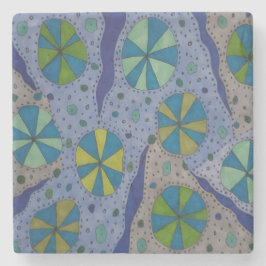 Blauw en grijs kosmisch Abstract Stenen Onderzetter