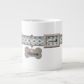 Blauw en grijs Label collar twee fotoframes Grote Koffiekop (Voorkant)