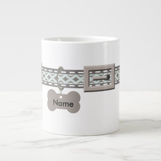 Blauw en grijs Label collar twee fotoframes Grote Koffiekop (Voorkant)