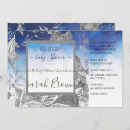 BLAUW EN GRIJS  LANGE AFSTAND BABY SHOWER KAART