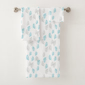 Blauw en grijs lederen patroon bad handdoek (Insitu)