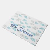 Blauw en grijs lederen patroon deurmat (Schuin)