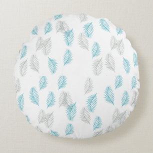 Blauw en grijs lederen patroon rond kussen