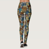 Blauw en grijs madeliefjes leggings (Achterkant)