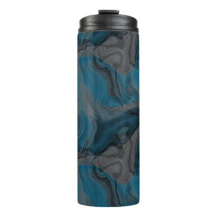 Blauw en Grijs Marmer Abstract Thermosbeker