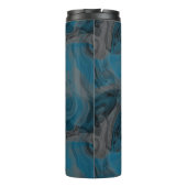 Blauw en Grijs Marmer Abstract Thermosbeker (Achterkant)